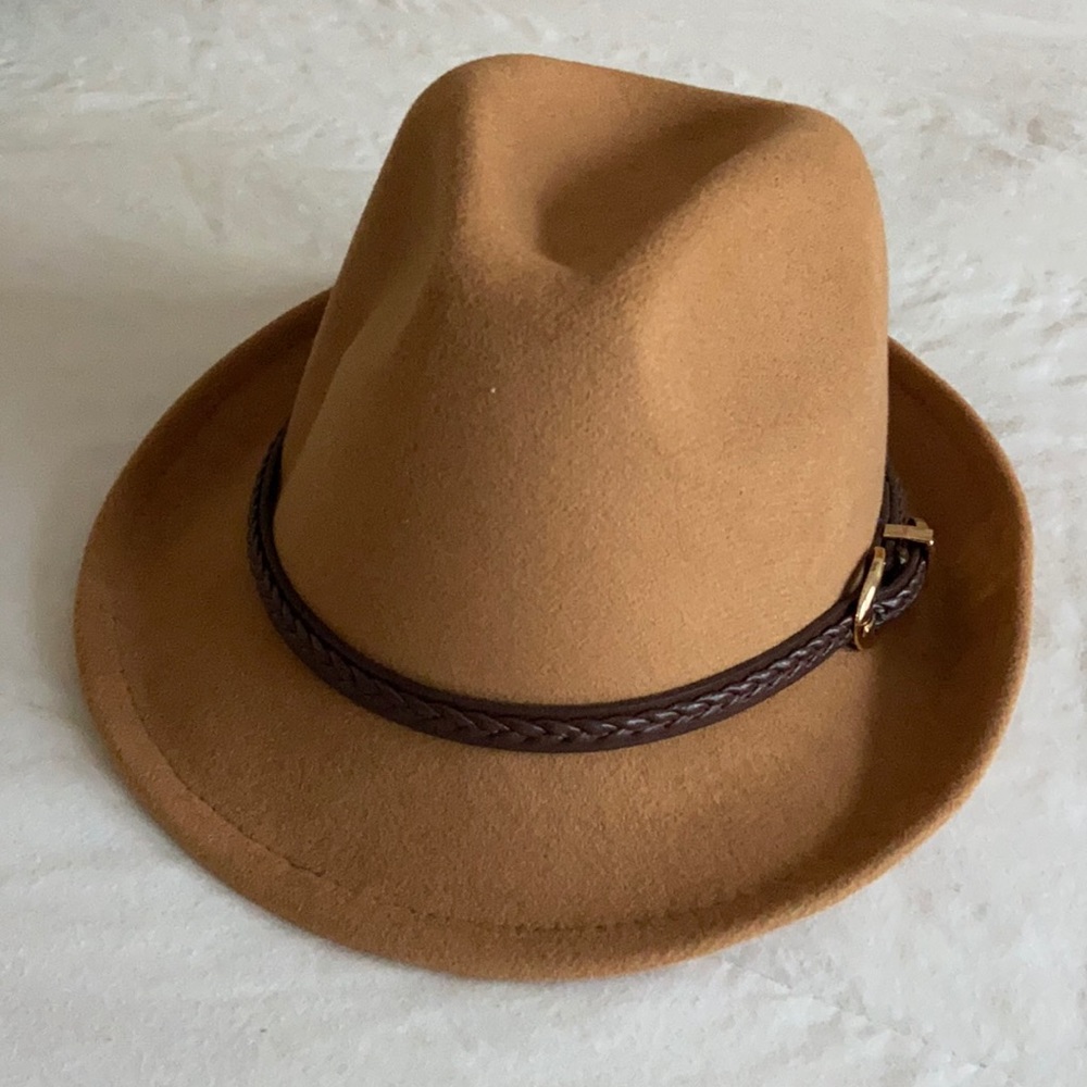 FOREVER 21 MEN - Tan felt short brim fedora hat